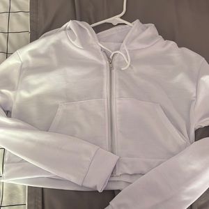 WHITE CROPPED HOODIE